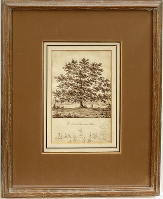 Lot 229 - English School, early 19th century, sepia watercolour - The Gospel Oak, near Olton, 20cm x 13cm, in glazed frame