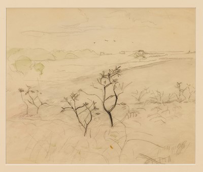 Lot 1114 - *Mary Potter OBE (1900-1981) crayon, pencil and watercolour - 'Bare Landscape’, study for Brown Landscape