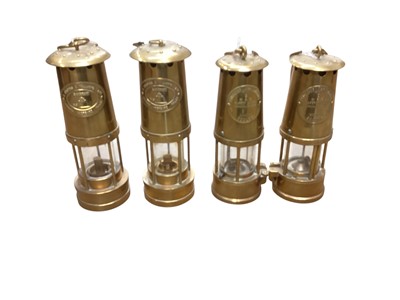 Lot 3101 - Group of four vintage brass miners lamps, (4).