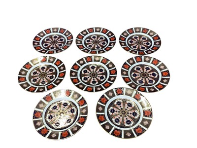Lot 2235 - Eight Royal Crown Derby Old Imari plates, pattern 1128, 21.5cm diameter