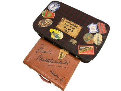 Lot 1162 - Theatrical interest: Bristol Old Vic travelling case, used by Actor Stanley Bates, during 1964 European tour celebrating the 300 year anniversary of Shakespeare, and case signed