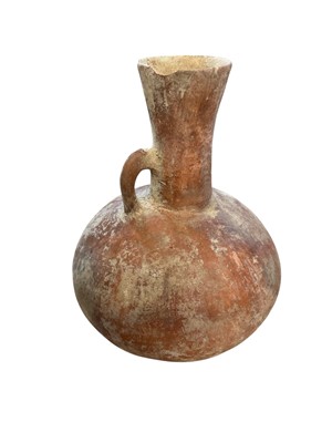 Lot 3039 - Bronze Age terracotta jug, bulbous form with loop handle, probably Cypriot
