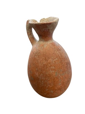 Lot 3040 - Bronze Age terracotta jug, bulbous form with loop handle, probably Cypriot