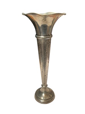Lot 267 - Large early 20th century silver spill vase, (Birmingham, date letter rubbed), 30cm in overall height.