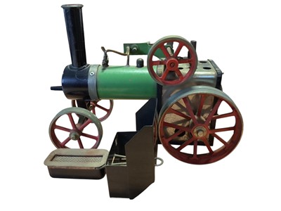 Lot 1968 - Mamod TE1 steam engine with four other stationary steam engines and fly wheel stand (6)