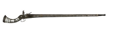 Lot 1008 - Old Arab Flintlock jazel musket with mother o pearl inlaid decoration
