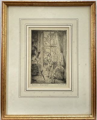 Lot 335 - C. Vlasto, mid 20th century, signed etching - 'The Studio, Nevern Square', dated '46, 17cm x 11.5cm, in glazed gilt frame
