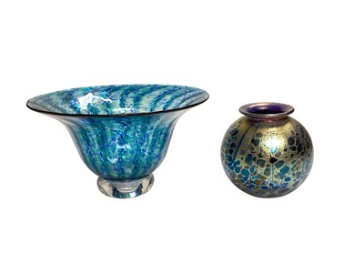 Lot 2239 - Jane Charles studio glass urchin vase, signed, 11cm high, together with an Isle of Wight vase, 9.5cm high (2)
