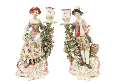 Lot 68 - Pair of large Derby candlestick figures, circa 1775