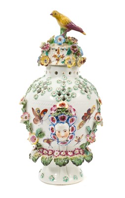Lot 76 - Derby ‘frill’ vase and Bow cover, circa 1760