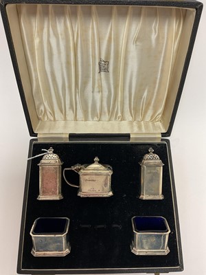 Lot 331 - Silver cruet set, in case
