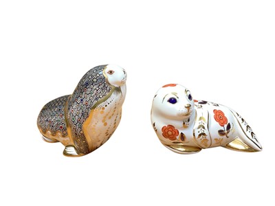 Lot 2251 - Two Royal Crown Derby paperweights - Russian Walrus and Seal, both boxed