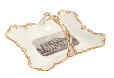 Lot 79 - English porcelain basket, printed with a view of the Fitzwilliam Museum, Cambridge