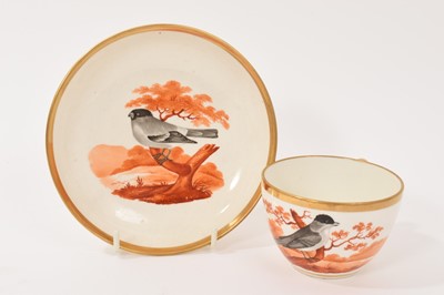 Lot 89 - Ridgway teacup and saucer, painted in black with birds, after Thomas Bewick, circa 1800-10