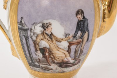 Lot 5007 - 19th century Paris porcelain small coffee pot, painted with Dickensian scenes