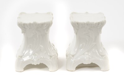 Lot 82 - Pair of 19th century Berlin porcelain small pedestals, in the white