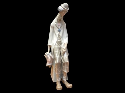 Lot 2255 - Lladro porcelain figure of a clown with concertina, 46cm high