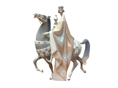 Lot 2258 - Large impressive Lladro porcelain figure - King Melchior on horseback, 41cm high
