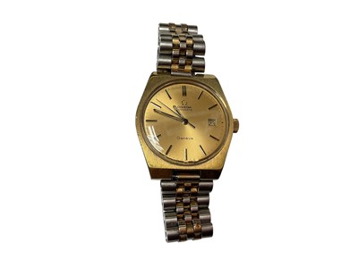 Lot 61 - 1970s Omega Automatic Genève gold-plated wristwatch in tonneau shape case on later bracelet (bracelet not Omega)