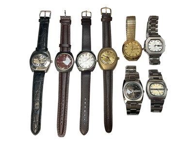 Lot 63 - Group of eight 1970s vintage wristwatches to include Favre Leuba Genève Duomatic, Buler, Ingersol, etc