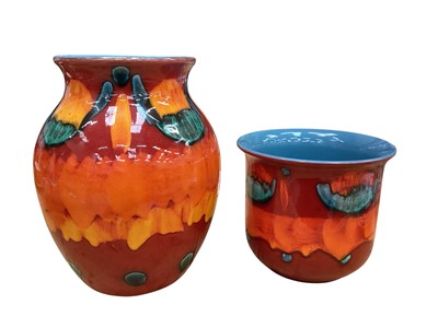 Lot 2264 - Poole pottery Volcano vase, 24.5cm high, together with another, 15cm high (2)