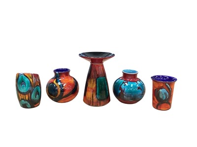 Lot 2269 - Five Poole pottery vases including Volcano range, tallest is 16cm