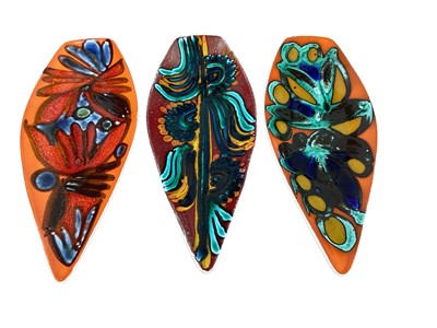 Lot 2270 - Three Poole Delphis spear shape plates, 43cm