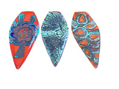 Lot 2272 - Three Poole Delphis spear shape plates, 43cm