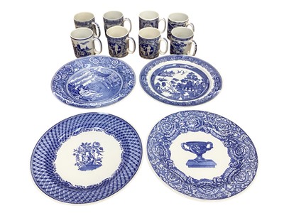 Lot 2277 - Four Spode The Blue Room Collection plates, together with 8 Blue Room cups, and a selection of tiles