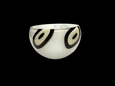 Lot 2281 - Marina & Susanna Sent Italian glass black and white cased bowl, signed and dated 2011, 10cm high, 14cm diameter