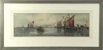 Lot 135 - Attributed to Thomas Bush Hardy (1842-1897), Venetian Lagoon scene, signed and titled, 20 x 66cm, glazed frame