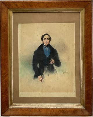 Lot 151 - Joseph Mathias Negelen (1792-1870) pastel portrait of a young man, signed, 52cm x 40cm, in maple veneered frame