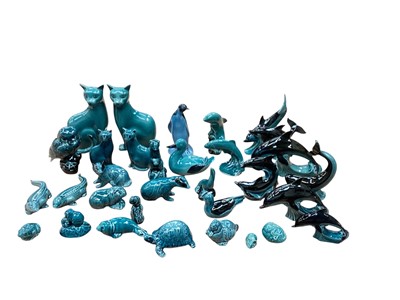 Lot 2285 - Collection of Poole pottery Blue Mountain items including Dolphins, Cats, Penguin, Owl etc (30 pieces)