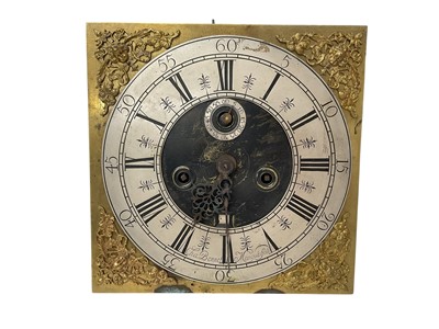 Lot 660 - Early 18th century 11in. square brass long case movement inscribed Charles Bennet, Mangotsfeild