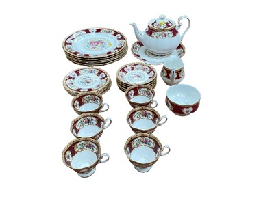 Lot 2287 - Royal Albert Lady Hamilton pattern six place teaset together with six matching dinner plates.