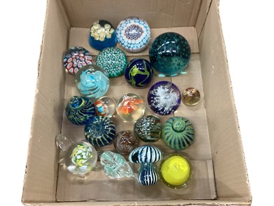 Lot 2336 - Collection glass paperweights including Mdina