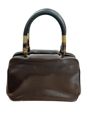 Lot 2603 - 1960s Gucci Pour G. Deby, Bruxelles, brown leather handbag