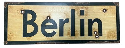 Lot 787 - Modern painted metal German Berlin sign, 84 x 30.5cm.