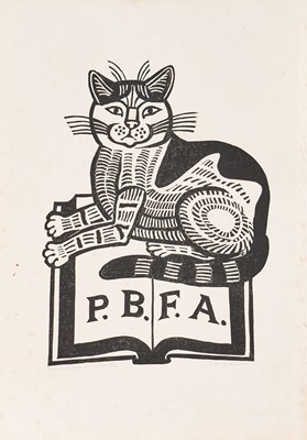 Lot 1220 - *Edward Bawden (1903-1989) signed linocut - P.B.F.A. 'Provincial Booksellers Fairs Association' logo, Members special edition, 25/100