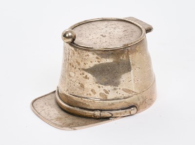 Lot 218 - Unusual silver box in the form of a military helmet and a toasting fork