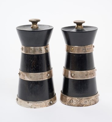 Lot 216 - Pair of 1920s silver mounted pepper mills