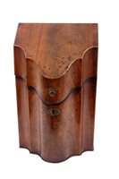 Lot 1426 - George III inlaid mahogany cutlery box with...