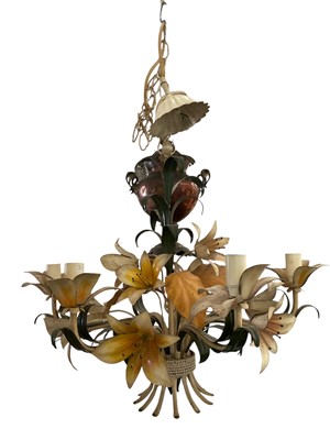 Lot 3004 - Continental polychrome metal chandelier