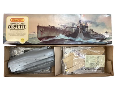 Lot 1976 - Matchbox 1:72 scale aircraft model kit Flower Class Corvette naval warship, boxed ~ PK-901 (1)