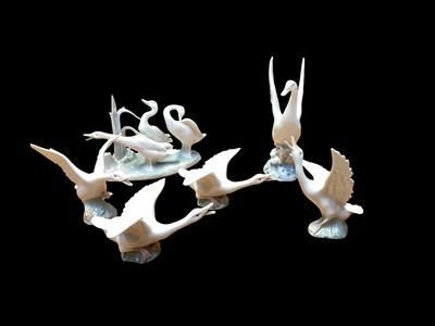 Lot 2304 - Selection of Lladro and Nao porcelain geese (6)