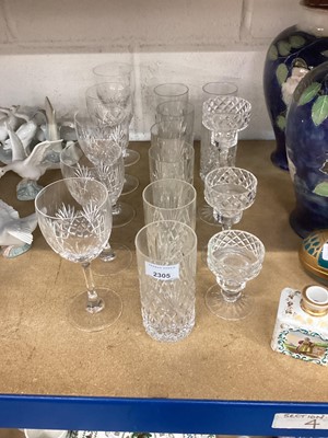 Lot 2305 - Five Edinburgh crystal wine glasses and other glassware