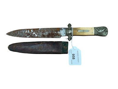 Lot 958 - 19th century American / Mexican market English made hunting knife with bone handle and eagle crest marked to blade H. P. Booth, Norfolk, Sheffield