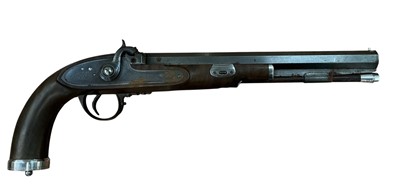 Lot 997 - Unusual 19th century percussion (converted from Flintlock) duelling pistol