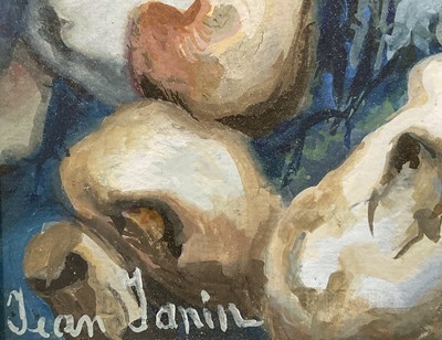 Lot 34 - Jean Janin (1898-1970) gouache, surrealist mountainscape, signed, 30cm x 40cm, glazed frame