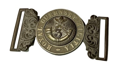 Lot 706 - Scarce 19th century Royal Guernsey Militia officer's belt buckle, for the 3rd Battalion